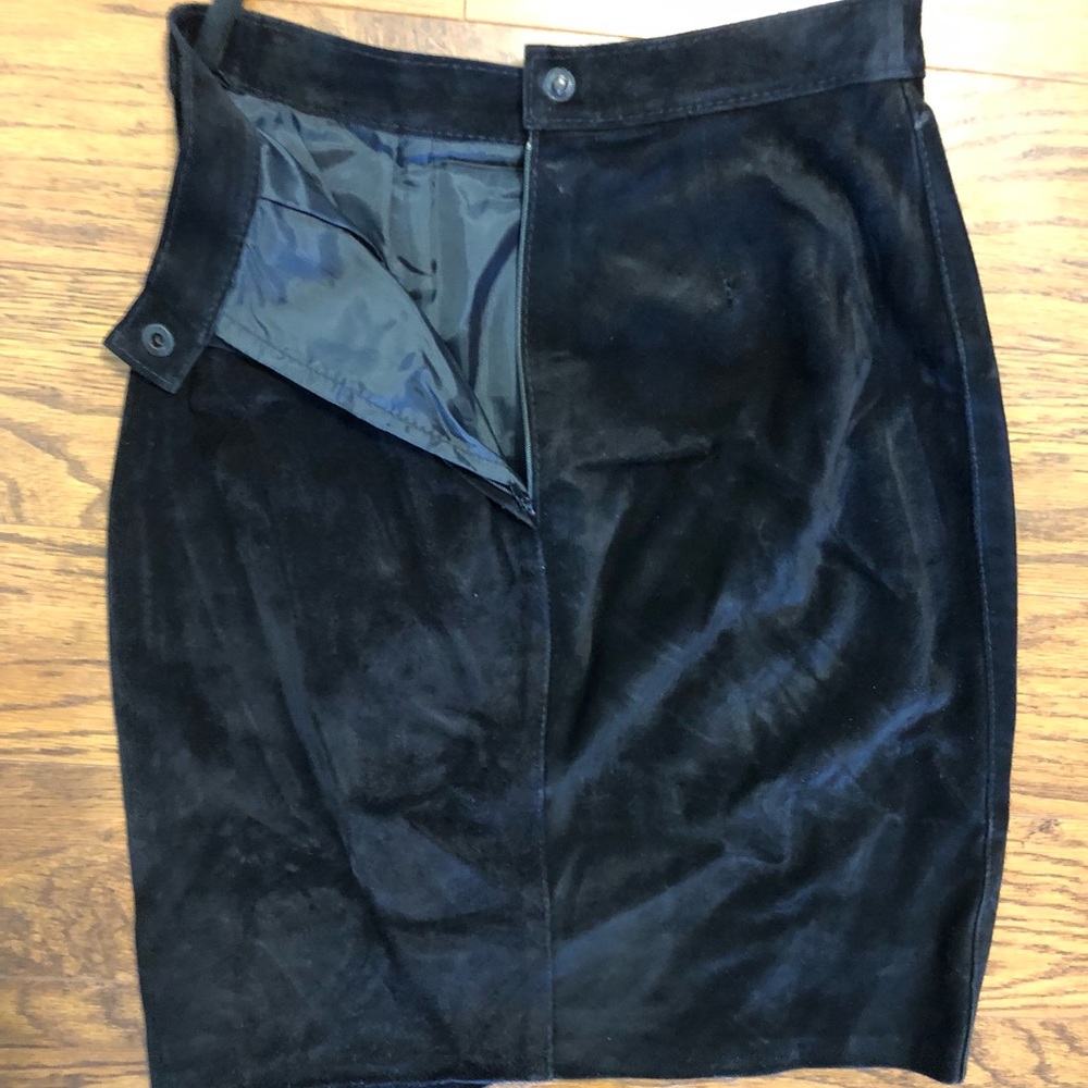 Genuine suede leather mini skirt with lining